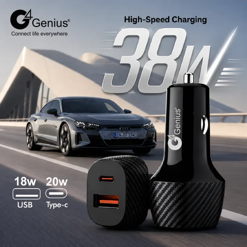 38W Dual Port Fast Car Charger - OEM