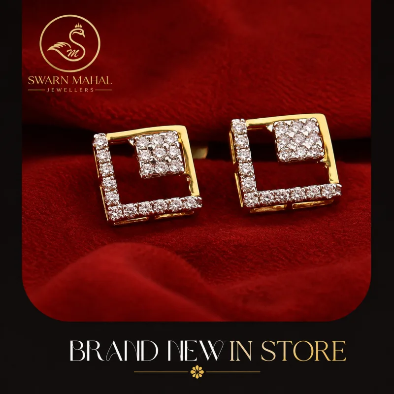 Square Diamond Stud Earrings